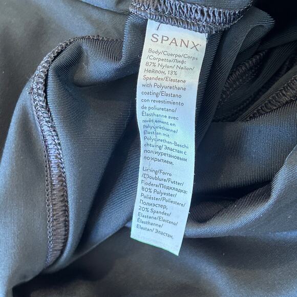 Spanx Faux Leather Leggings Women Medium Black Sheen Full Length Tummy Control - Picture 11 of 11